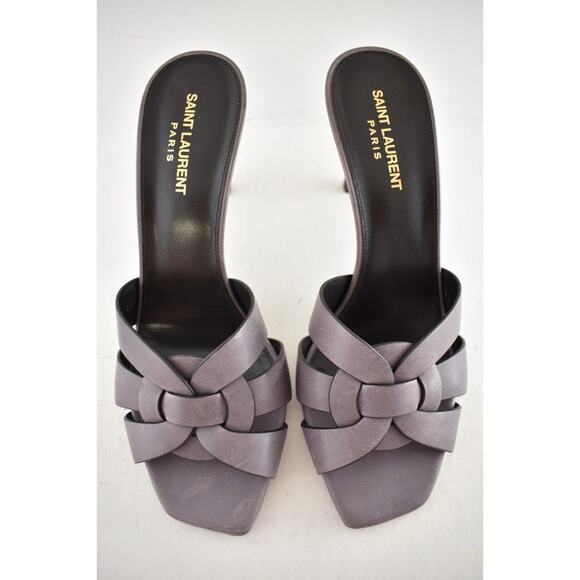 Saint Laurent Tribute 85 Mule Sandal Iris Purple Leather Backless Heel Pump 40 - Picture 13 of 16